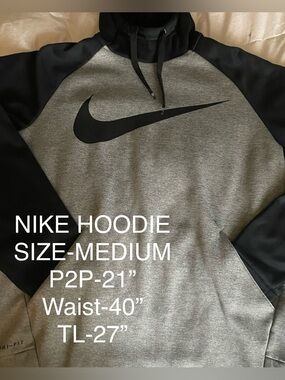 Nike Two-Tone Grey and Black Swoosh Pullover Hoodie